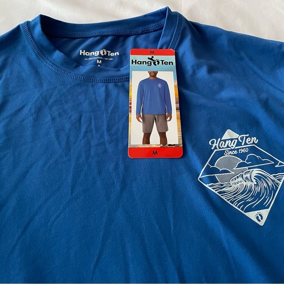 NWT! Hang Ten Men's Tidal Long Sleeve Tee, Blue, Sz M - Picture 3 of 7